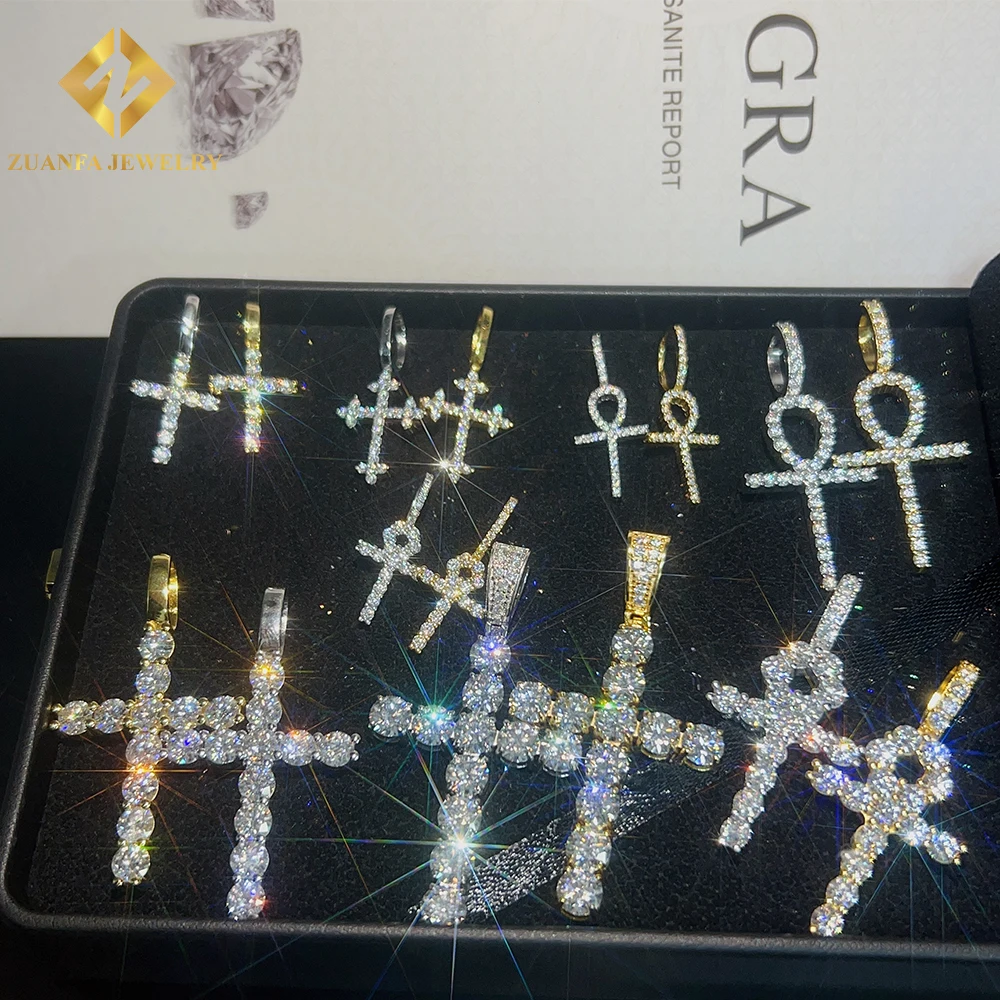 

Jewelry making supplies fine Jewelry Necklaces dropshipping sterling silver 925 jewelry iced out moissanite cross pendant