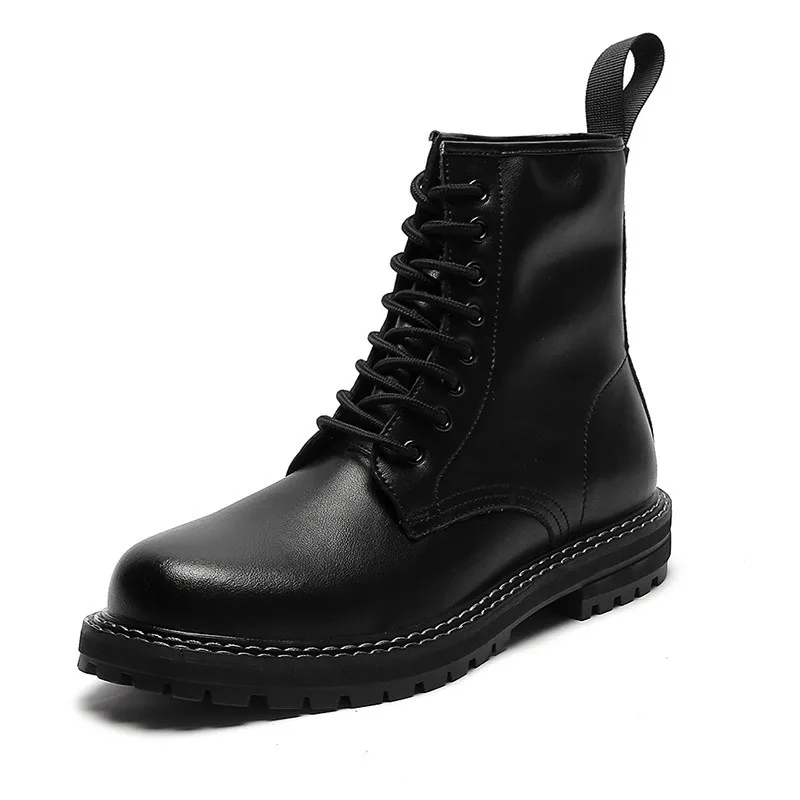 

Genuine Leather Boots Classical Fashionable 1460 Lace Up 8 Eyelets Back Loop Rubber Shoe Sole Leather Boots, Optional