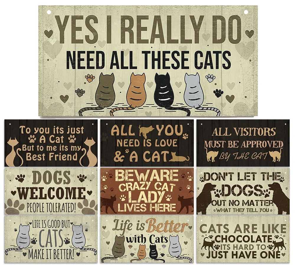 

Putuo Decor Cat Sign Dog Sign Lovely Wooden Sign Hanging Plaque Pet Tag Gift Home Room Wall Decor