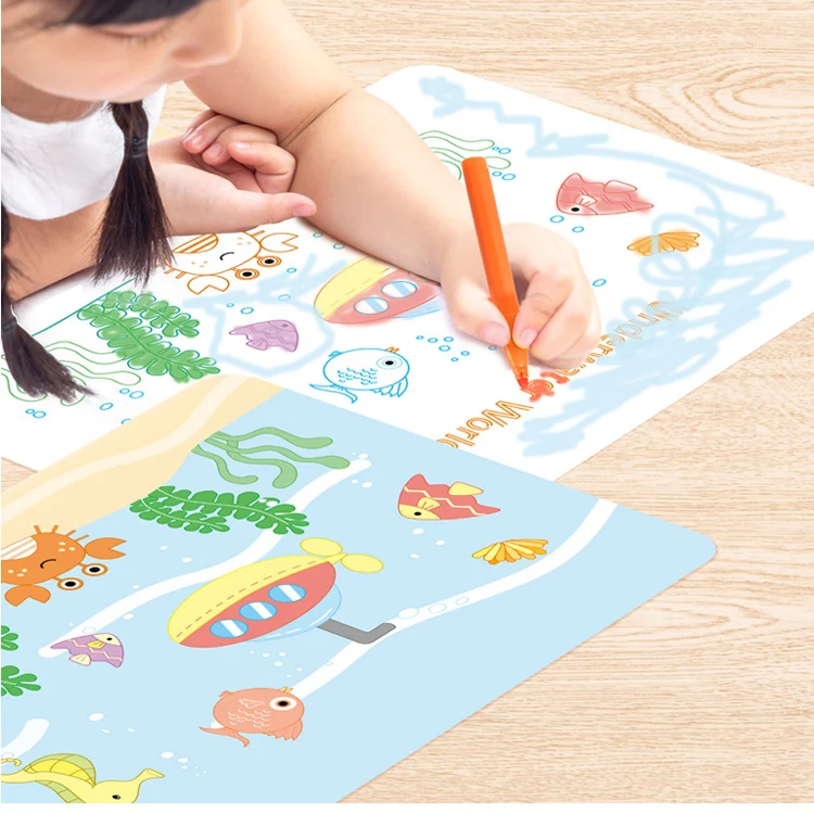

BPA Free Food Grade Silicone Coloring Drawing Placemat for Kids