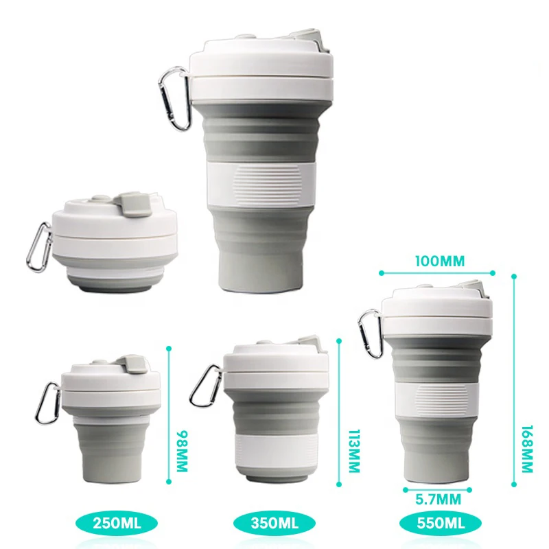 Amazon 550ml Folding Coffee Silicone Cup With Foldable Lid Reusable Water Tea Cup Health