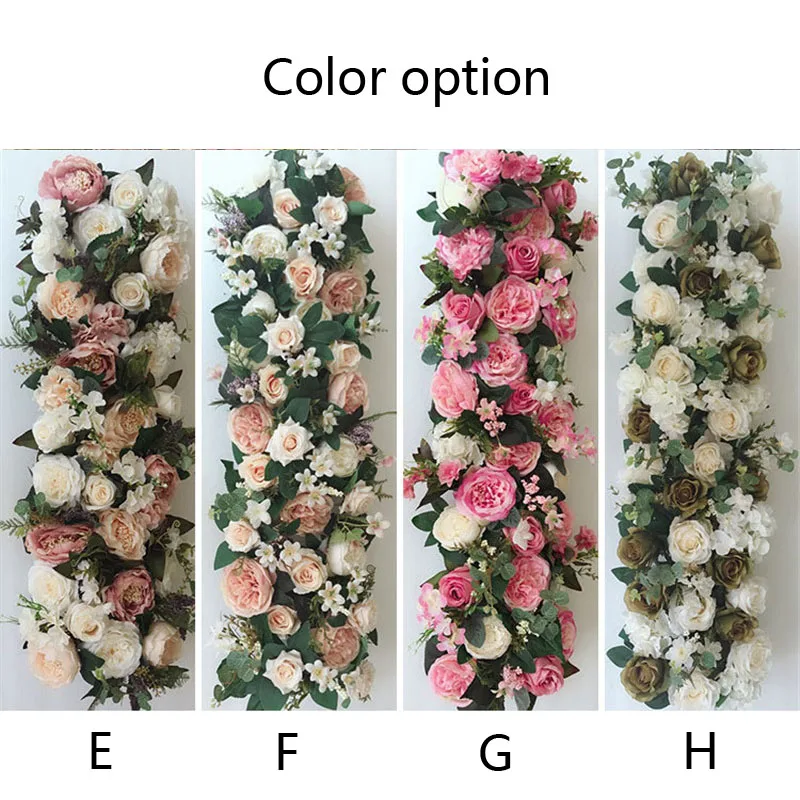 

SPR wedding table runner arch floral 1m/piece artificial flower wedding decoration backdrop flower factory direct, Champagea mix white
