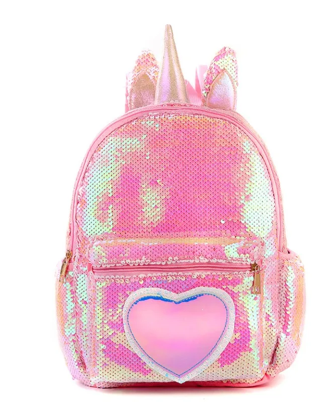 

Fashion Waterproof Stock Sequin Unicorn Love Computer Backpack