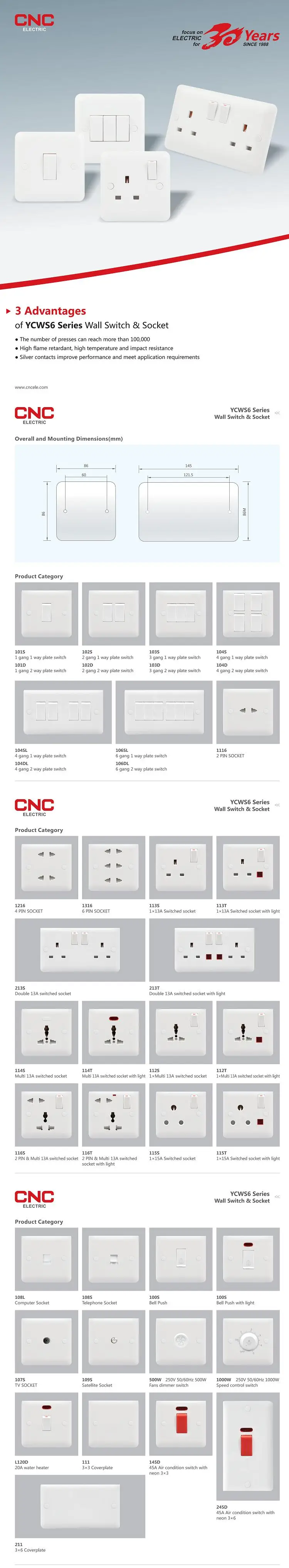 british standard triple gang electrical wall switch