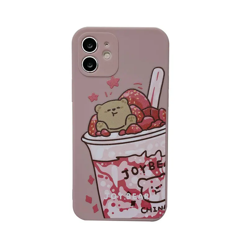

Case for iphone 12 11 Pro Max mini XSMax XS XR 7 8 plus protective cover Milk Tea Bear