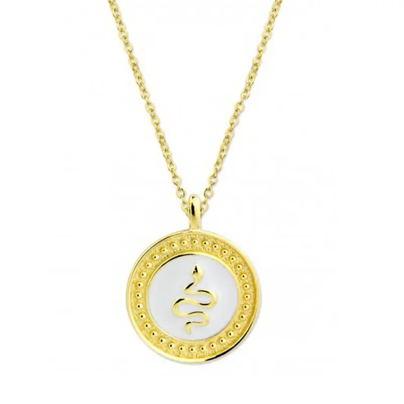

Wholesale 18K Gold Plated2021 new ins astrolabe serpentine round brand dripping oil retro necklace