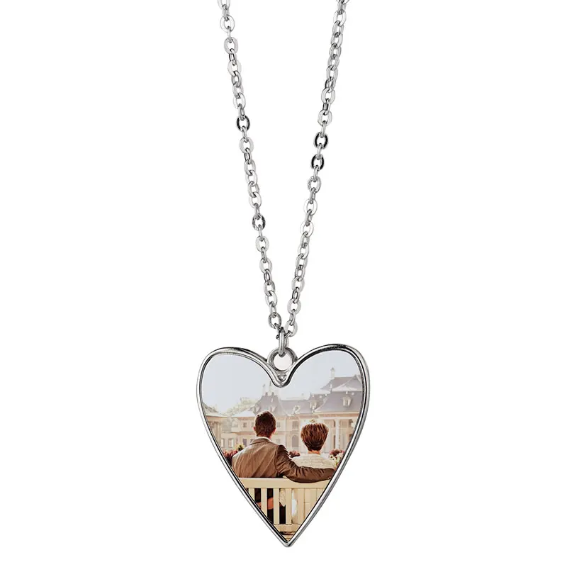 

DIY Sublimation Blanks Photo Necklace Zinc Alloy Necklace Pendant Metal Jewelry, White