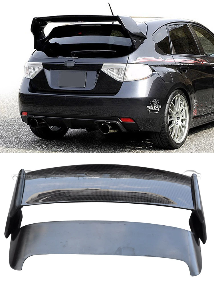 Vs Style Carbon Fiber+frp Rear Trunk Boot Lip Wing With Led Light Roof Spoiler For Subaru