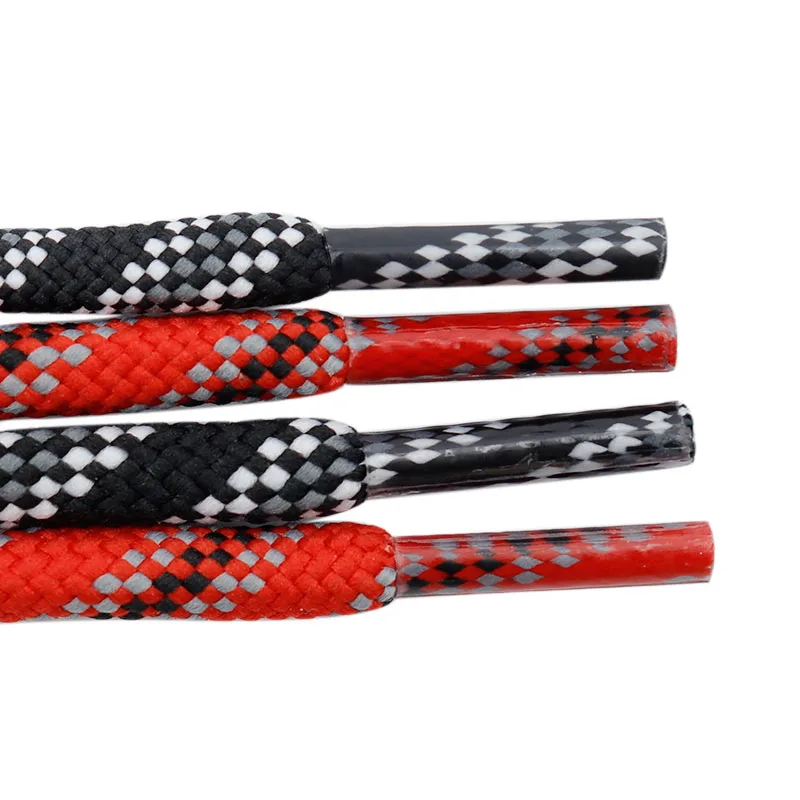 

Weiou 0.6 Wide Black And Red Round Waterproof Polyester Shoelaces Support Customized Length And Width Patterns, Bottom based color + match color,support any two pantone colors mixed