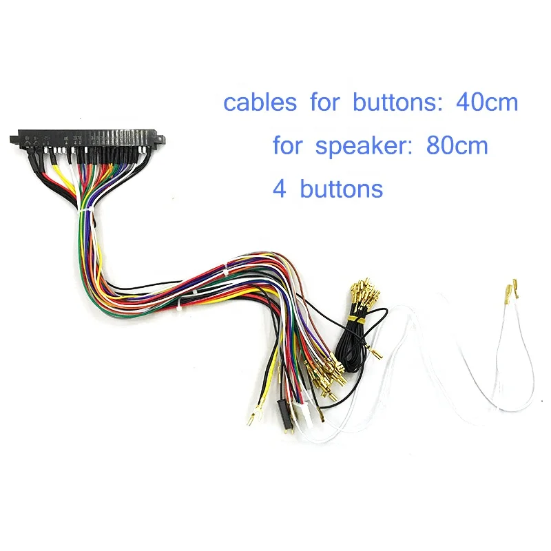 

wholesale 40&80 cm with 5&6 buttons joystick terminal 28pin jamma wiring cable harness to arcade cabinet, Picture shows