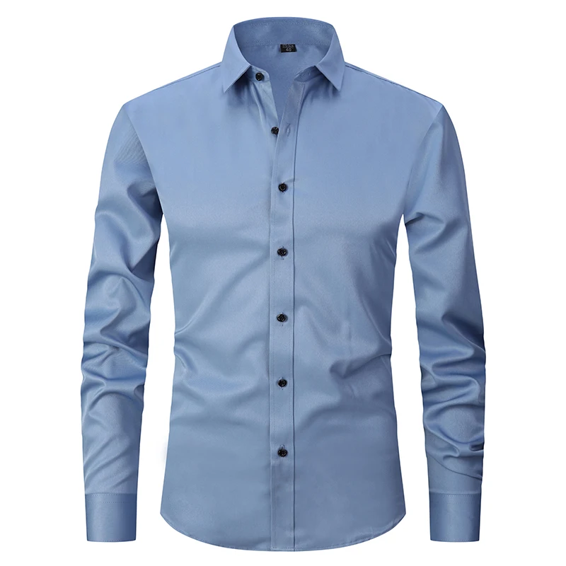 

Men Shirt OEM Custom New Design stretch Long Sleeve Formal Casual Shirt for men