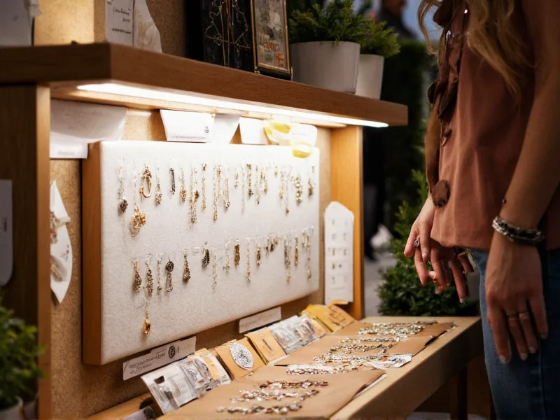 LED lighting setup for jewelry display at craft fair