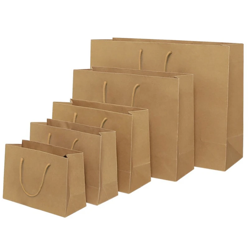 

New brand LOGO printed clothing gift shopping kraft paper bag with cotton rope handle