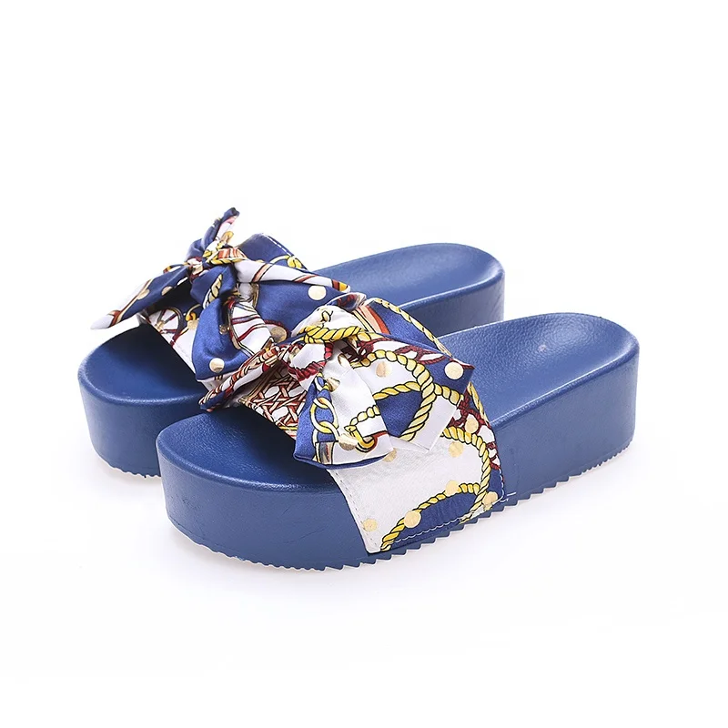 

Newest Big size slippers Women platform slides sandal high heel Scarf butterfly cotton vamp platform women shoes, As picture or customized color