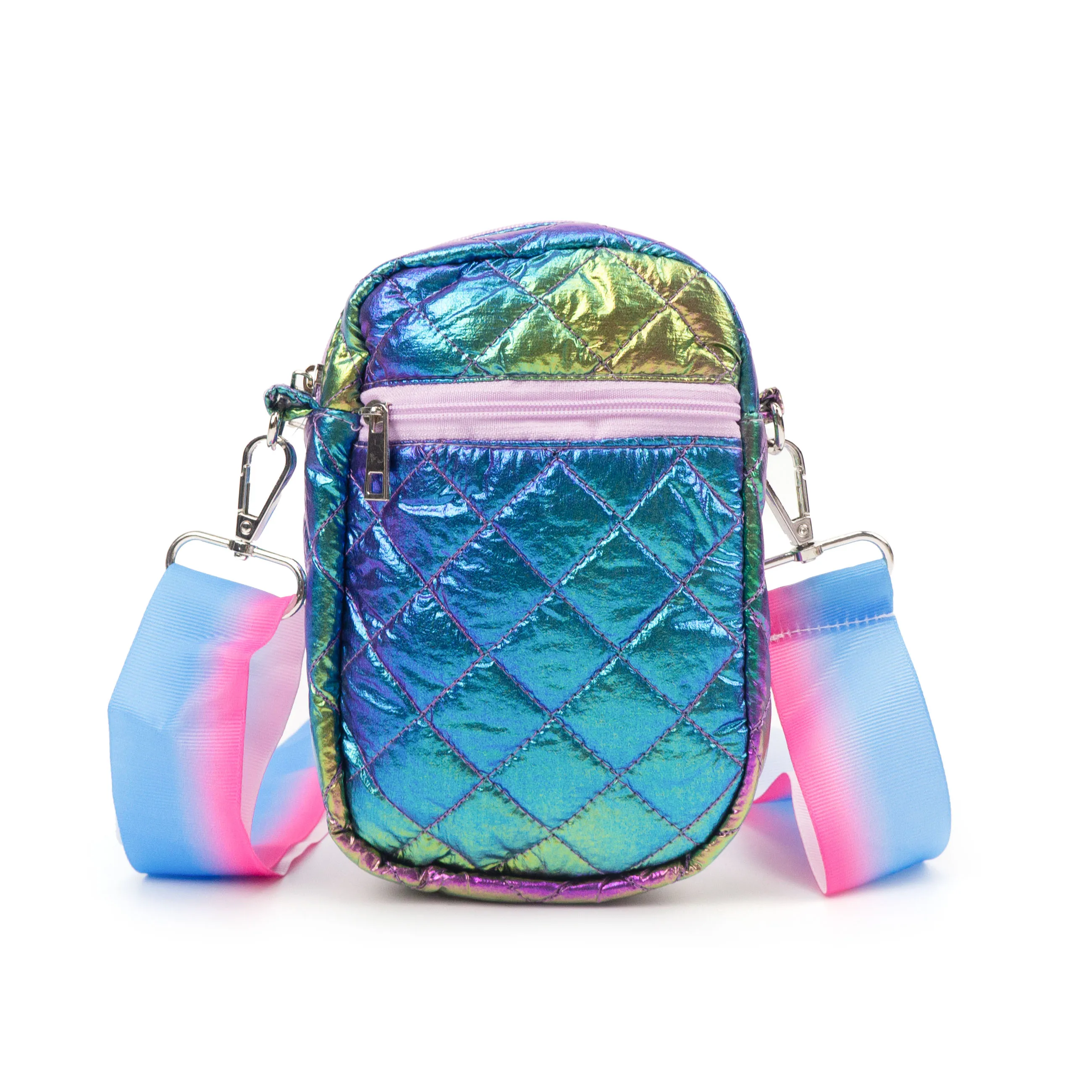 

Autumn/winter new style puffer crossbody bag factory nylon waterproof laser cell phone shoulder bag