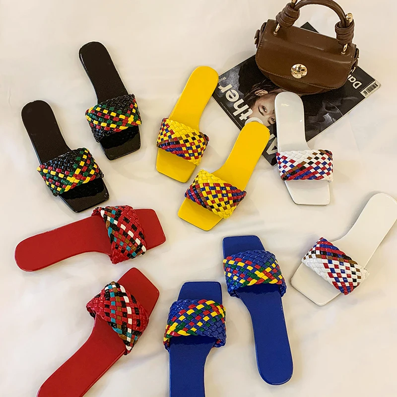 

Woven upper colors slipper women sandals L-88, White,red,blue,yellow,black
