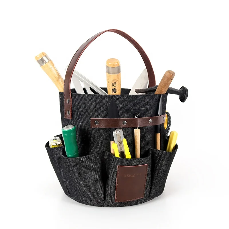
Custom durable denim coated TPU Waterproof Bucket Garden Storage Tool Bag 