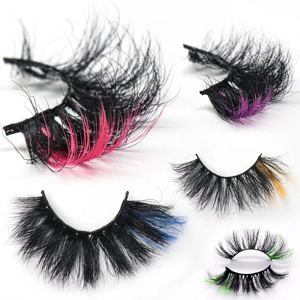 

Wholesale New style Colors 3d mink colored eye lashes vendor Party Handmade mink eyelashes Color Lashes