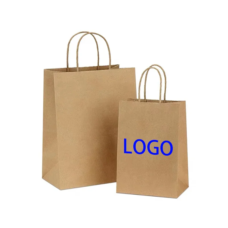 

Hdpk Plain Brown Kraft Paper Bag With Twisted String Handle Custom 110/130 Gsm Paper Shop Bags With Your Own Logo