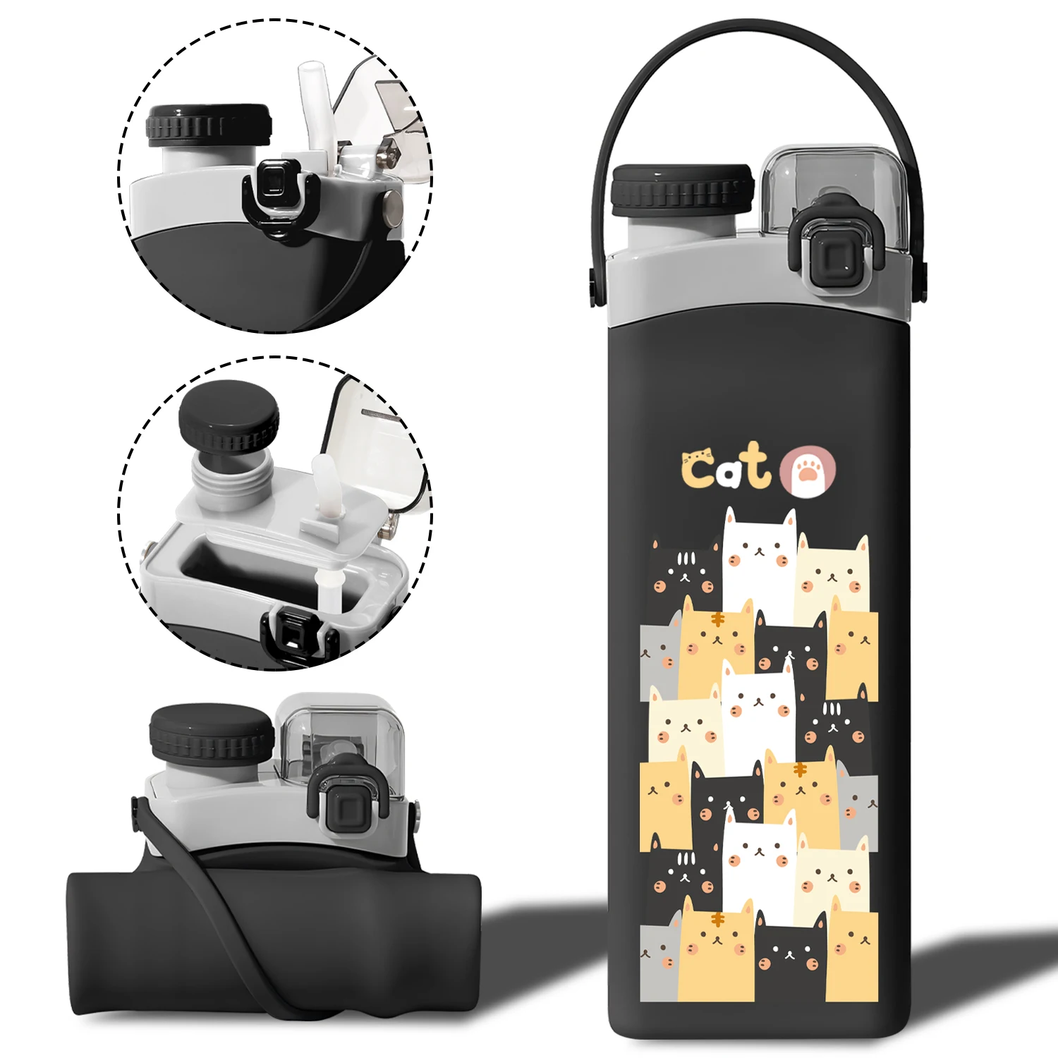 Custom Logo Eco Friendly Drink Portable Foldable Kid Gym Sports Travel Collapsible Silicone Bottle Water