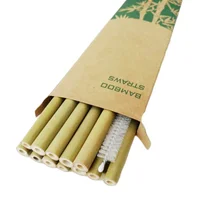 

12 Straw in a Box With Brush Eco Friendly Customized Logo Bamboo Straw 100 % Natural Bamboo Straw