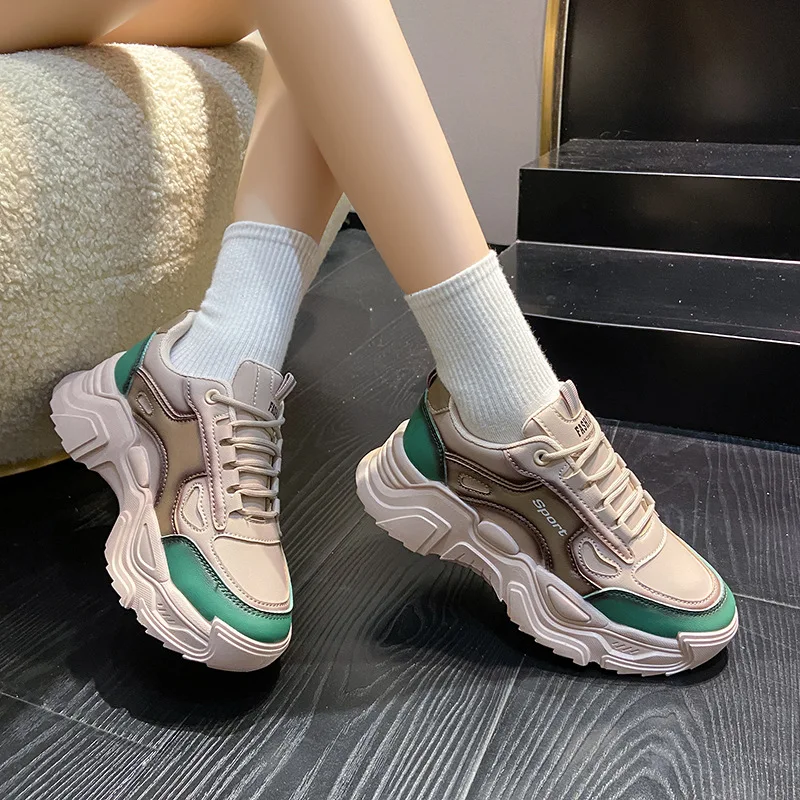 

2022 New Arrival Women's Chunky Sneakers Mesh Walking Style Shoes for Female Fashion Trend Leisure Casual Sport Shoes