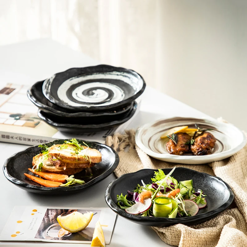 

7" Irregular Edge Nordic Restaurant Ware Wedding Multiple Houseware Ceramic Serving Plates Sets