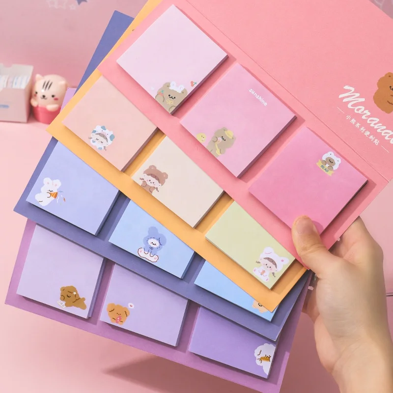 

School girls kawaii cartoon animal design customized sticky notes memo pads set