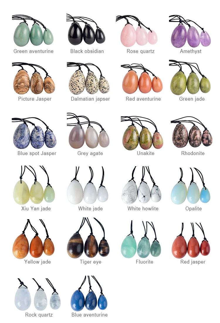 
Wholesale Natural Massage Jade Stone Nephrite Crystal Amethyst Rose quartz Yoni Egg Set For Women Kegel Vaginal Exercise 