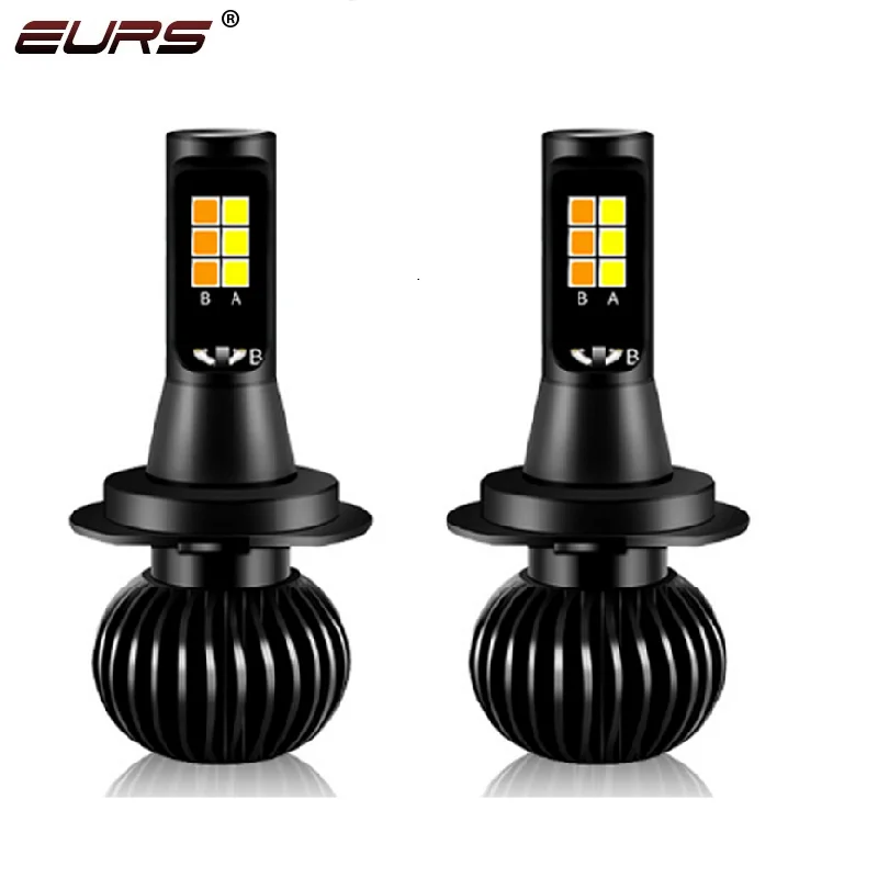 

High power automotive LED 2 colors H1 H3 H4 H7 H8 H11 9006 880 bulb fog light, White+yellow