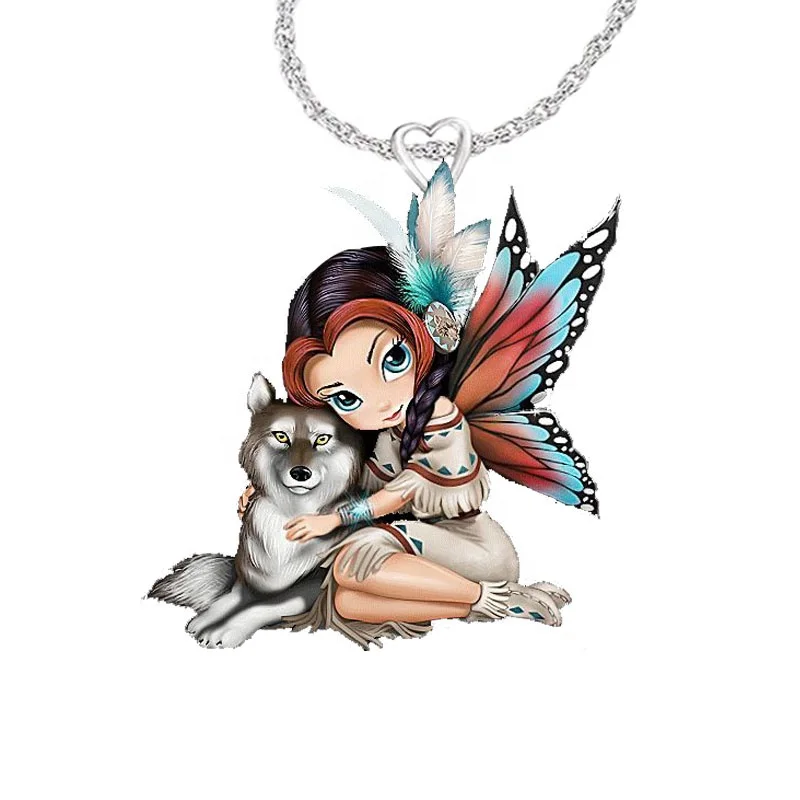 

Europe and America Hot Sale Lady Indian Necklace Wolf Pendant Party Jewelry Accessories