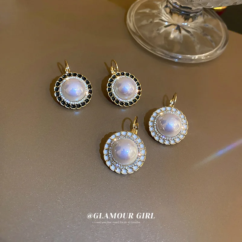 

fashion quality real gold plated pearl earings 2021 round