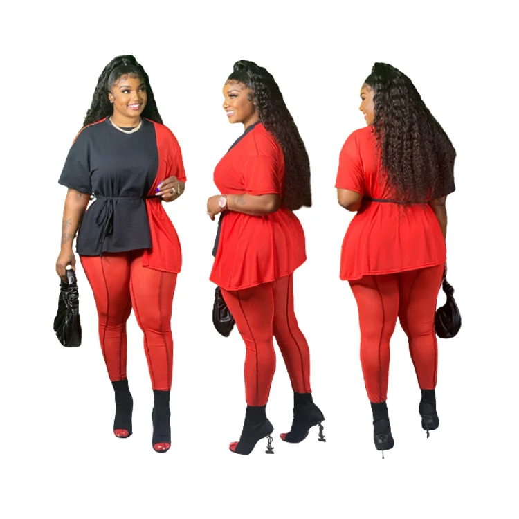 

New Design Women 2 Piece Pant Set Clash Color Splicing Suit, Customized color