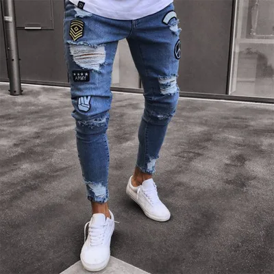 

Wholesale private labels ripped mens jeans denim distressed high street style skinny jeans stretch jeans for men