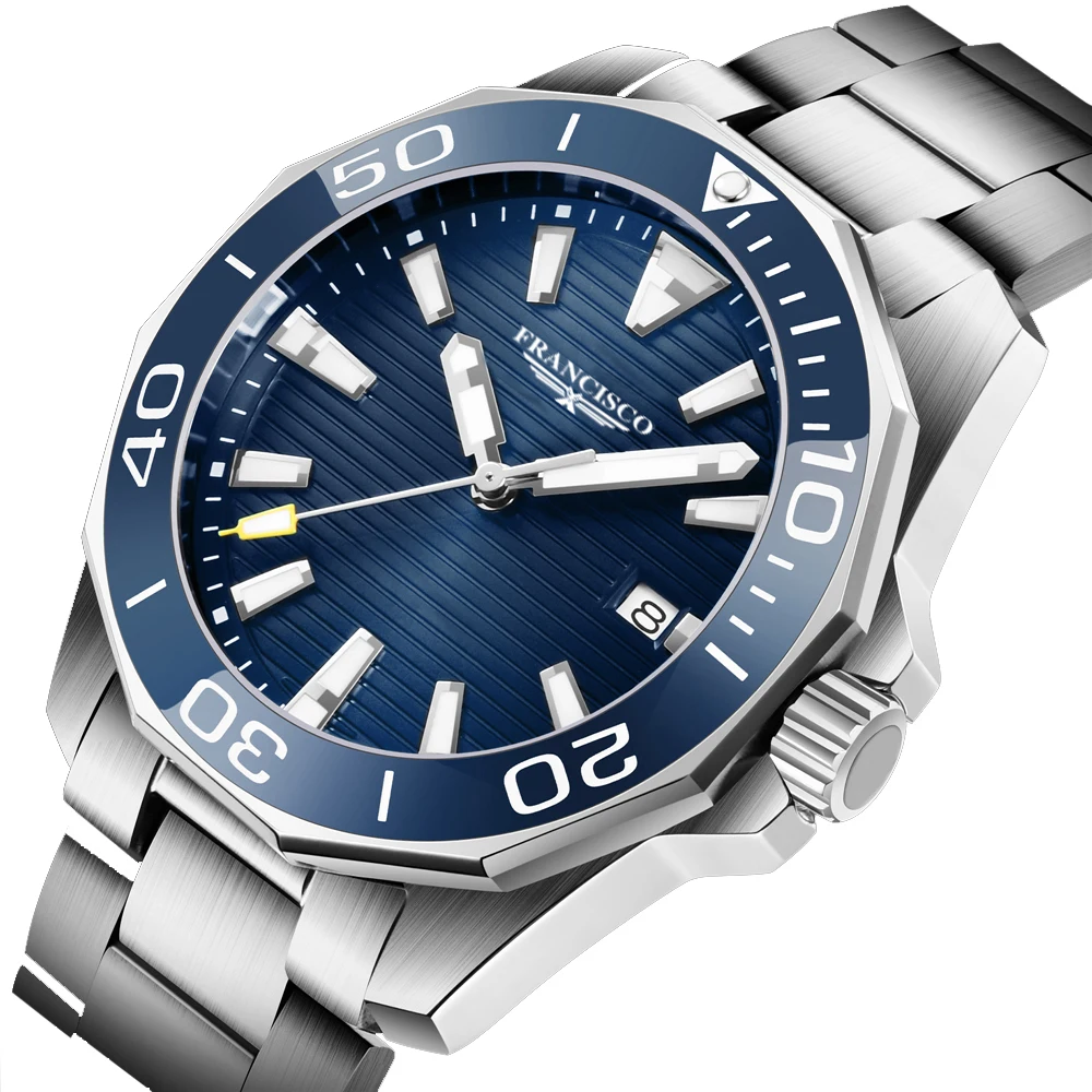 

Sapphire Luxury Classic Sport Watch 100bar Diving Waterproof Men's Stainless Steel Band Watch Wrist For men