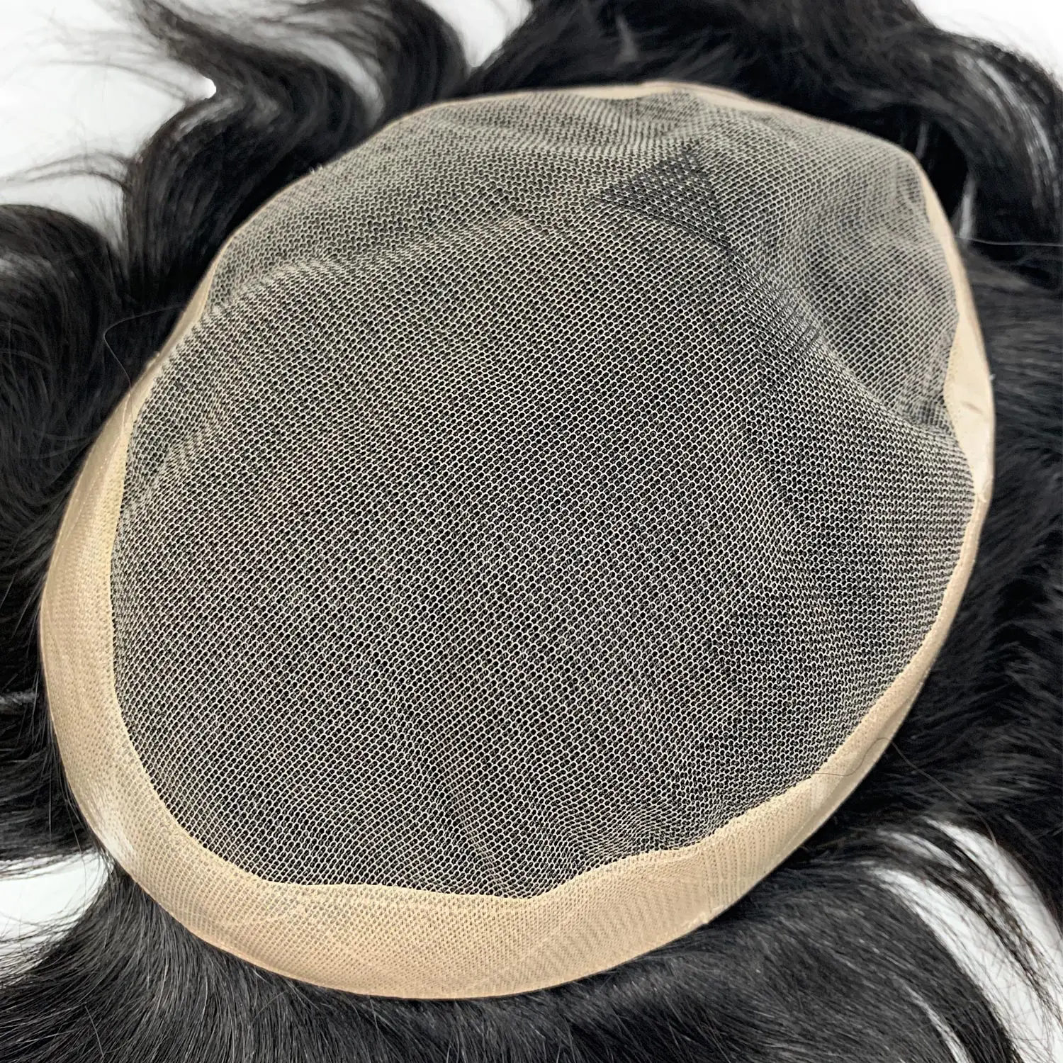 

Human Hair System Monofilament Hairpiece Wig for Men Hair Replacement Durable Poly Skin NPU Around French Lace Men Toupee