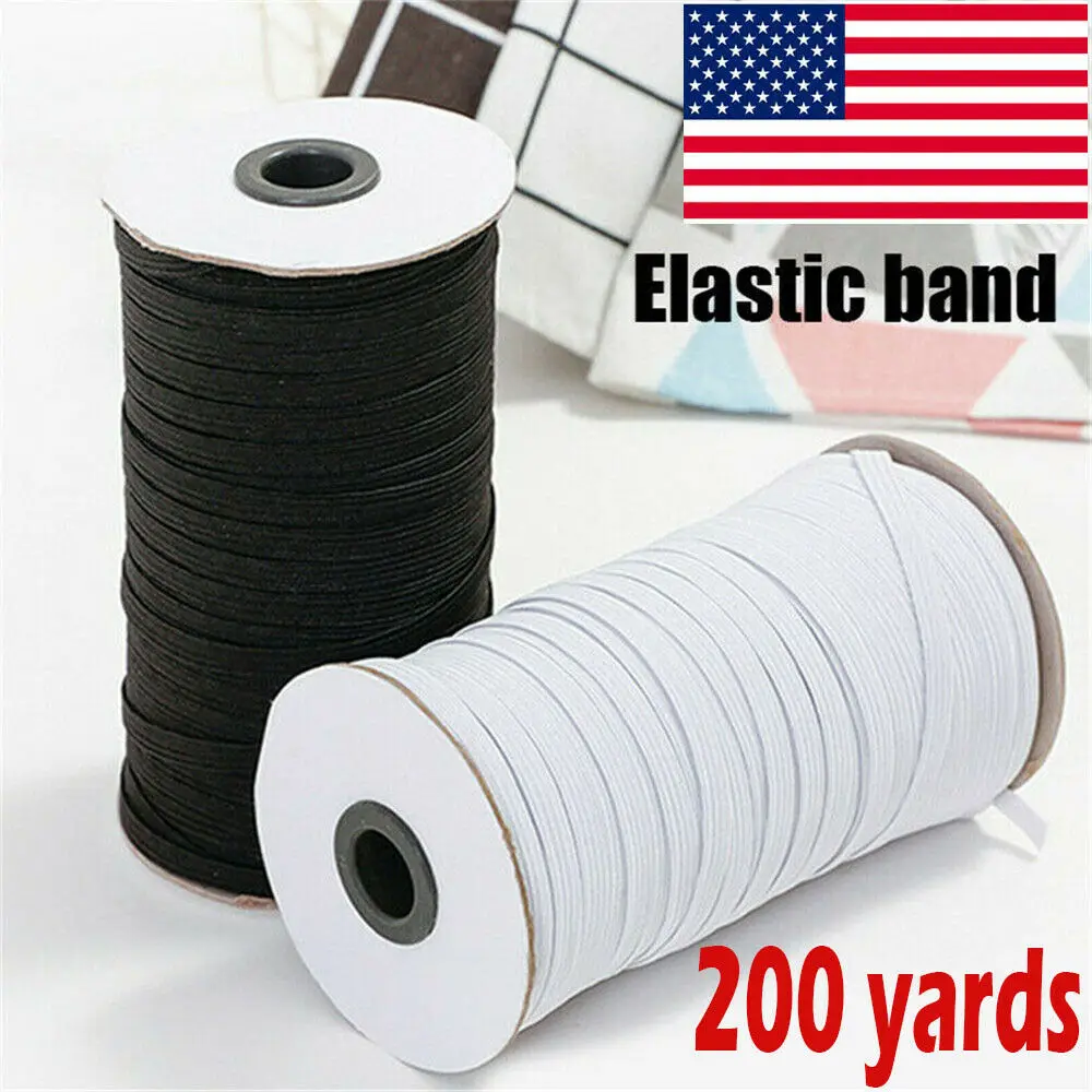 

1/4 inch (6mm) 1/8 inch (3mm) 125/200 Yards Elastic Band Cord Sewing For DIY Trim Spandex Knit Band Sewing Webbing US Stock