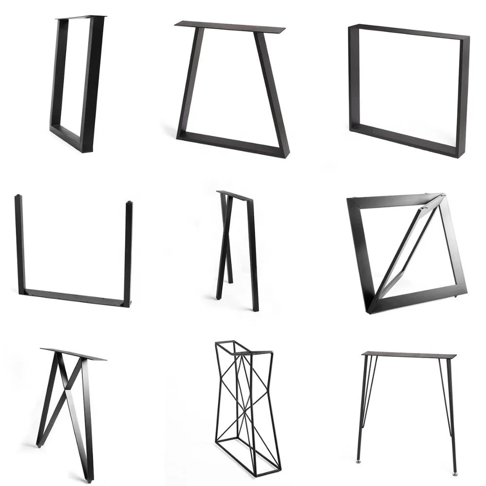 Metal Table Leg Black Modern Frame Brushed Powder Coating Square X