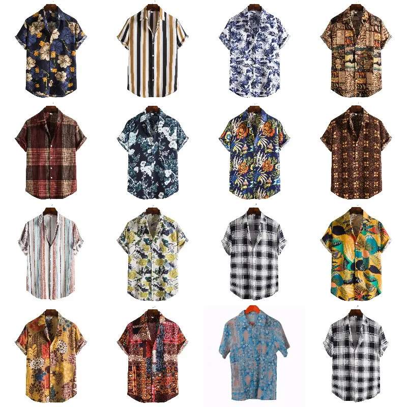 

European street cartoon graffiti short sleeve shirt men popular logo hip-hop loose BF wind casual flower line men, Custom color