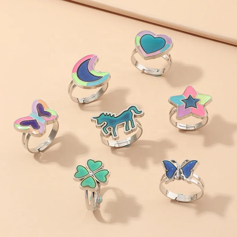 

Fashion Jewelry New Style Pony Butterfly Ring Colorful Adjustable Ring For Women Accessories 2021