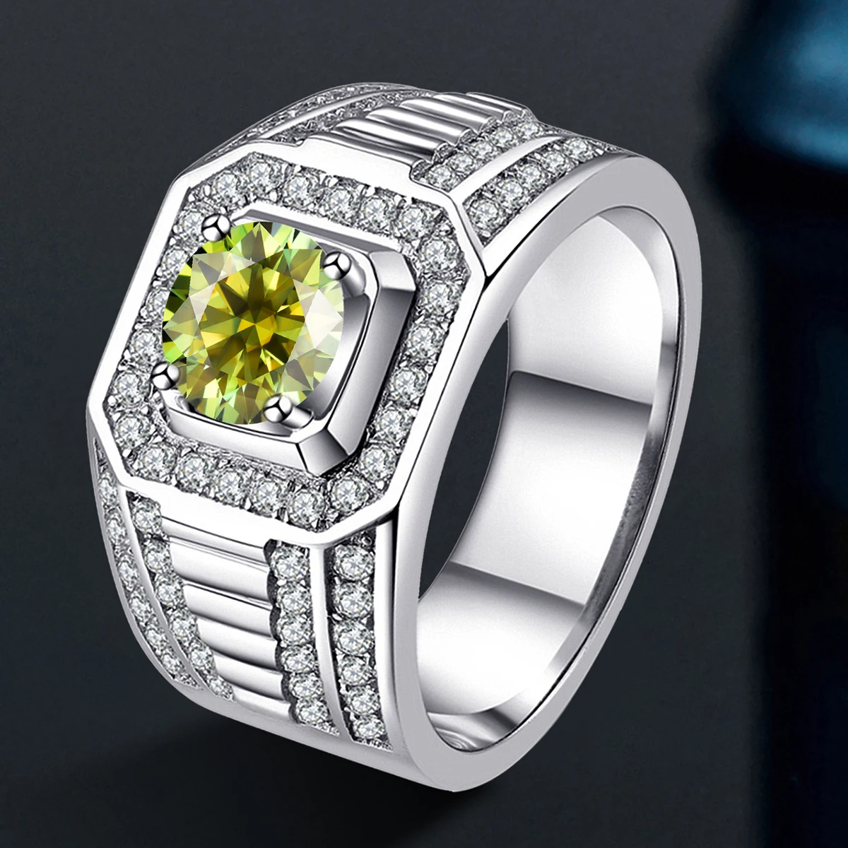 

gra certified large diamond moissanite men's custom ring 925 sterling silver 1 2 3 5 ct carat vvs for men wedding luxury Jewelry