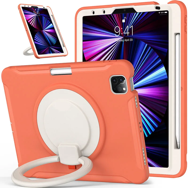 

Shock resistant portable TPU tablet cover for iPad Air 4 10.9 inch/Pro 11 2021 2020 2018 universal rotating handle grip design