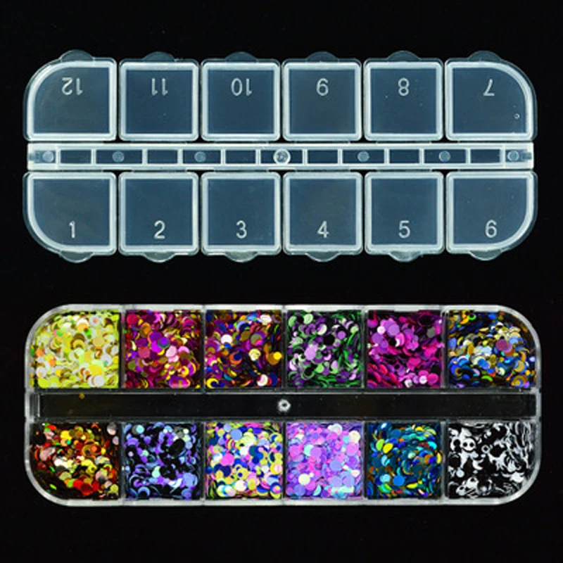 

Fast Shipping 3D Mixed Color Round Flake Sequins for Nail Face Body Decoration Holographic Nail Art Glitters, Colorful