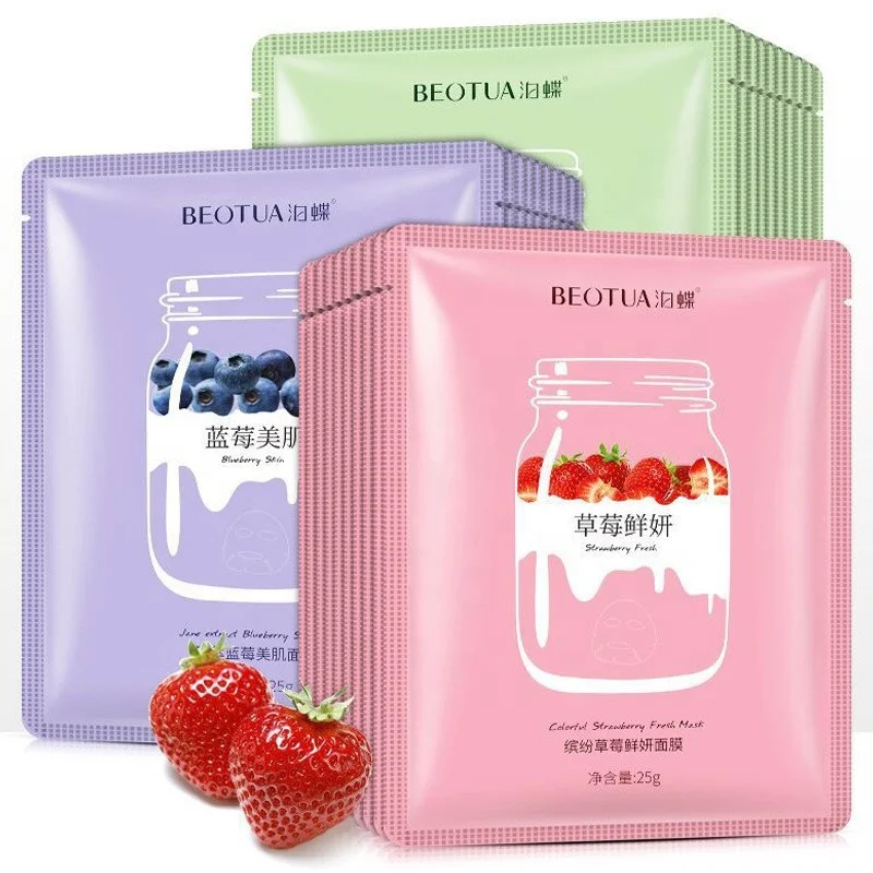 

OEM Private label Blueberry strawberry Avocado Fruit Facial mask beauty Face Mask Sheet hydrating face Mask