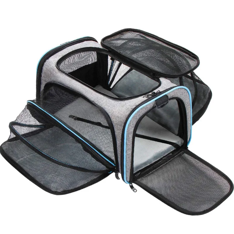 

High Quality Large Sides Expandable Collapsible Removable Pad Small Animals Cat travel airline travel pet carrier pet dog bags