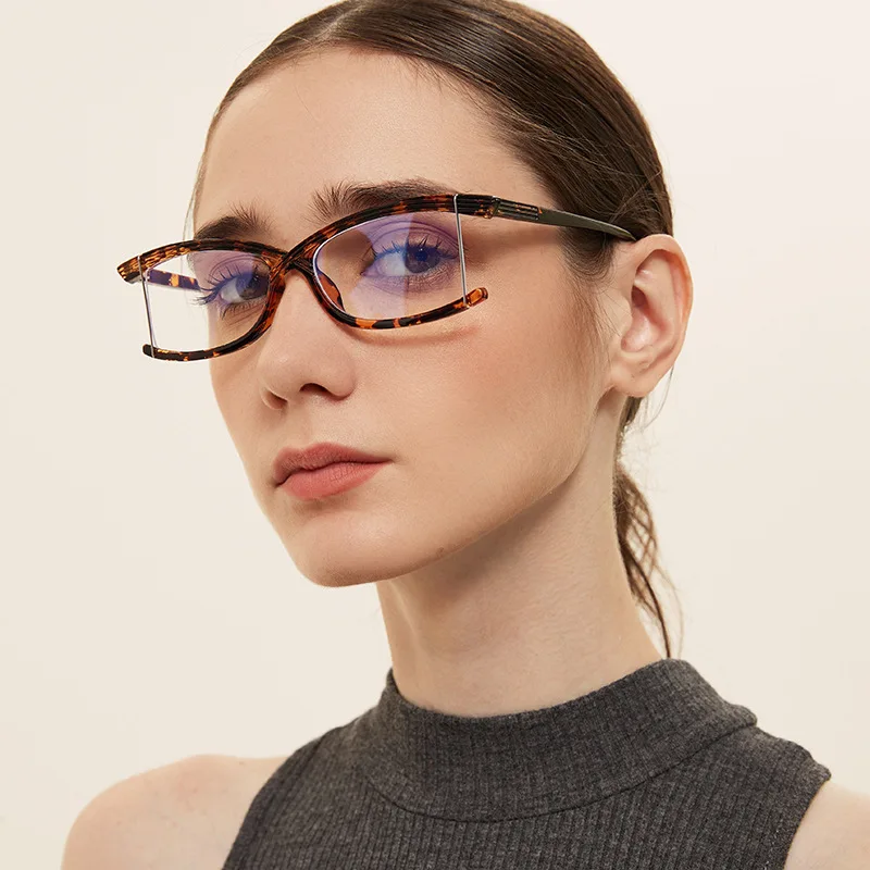 

FINEWELL Rimless Fashion Personality Blue Light Optical Glasses Women Square New Glasses Men Retro Computer Blocking Glasses