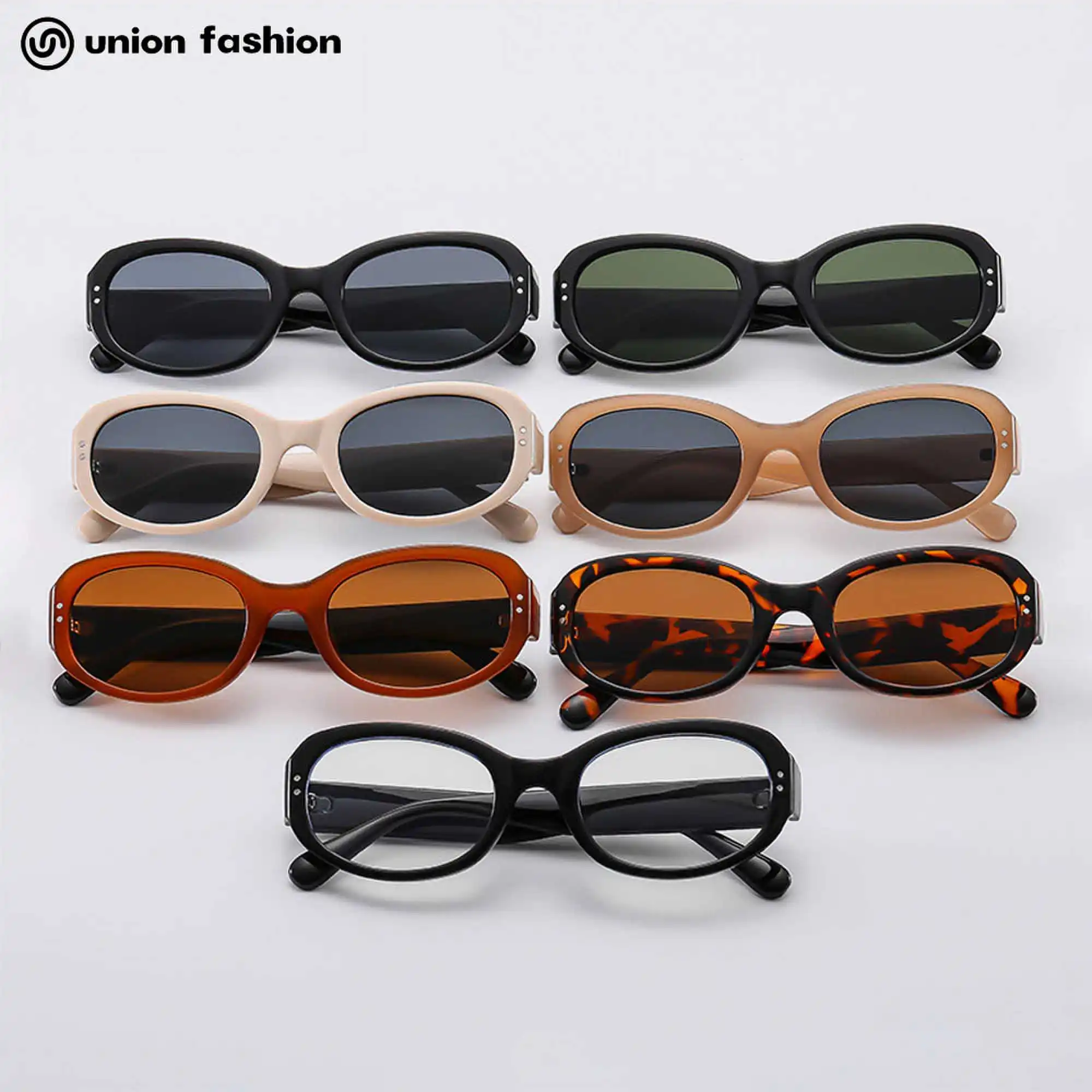 

Hot Selling Fashion Retro Plastic Big Oval Frame Sunglasses Manufacturer Women Men