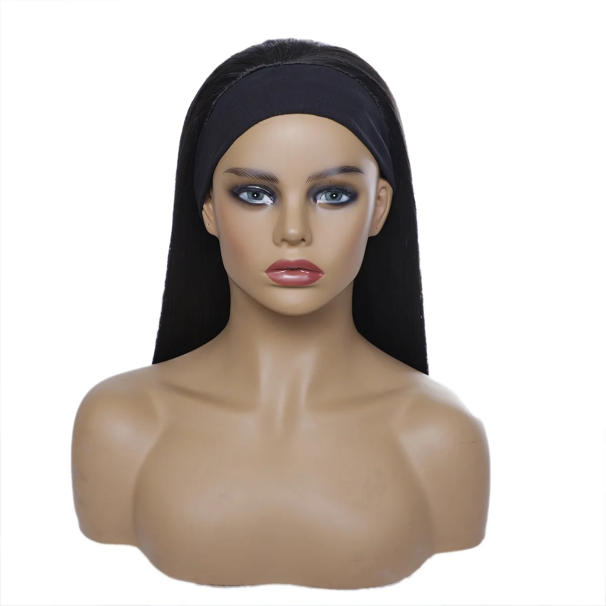 

Straight Wig Human Hair Headband Wig for black woman synthetic Machine Made Human Hair Headband wigs