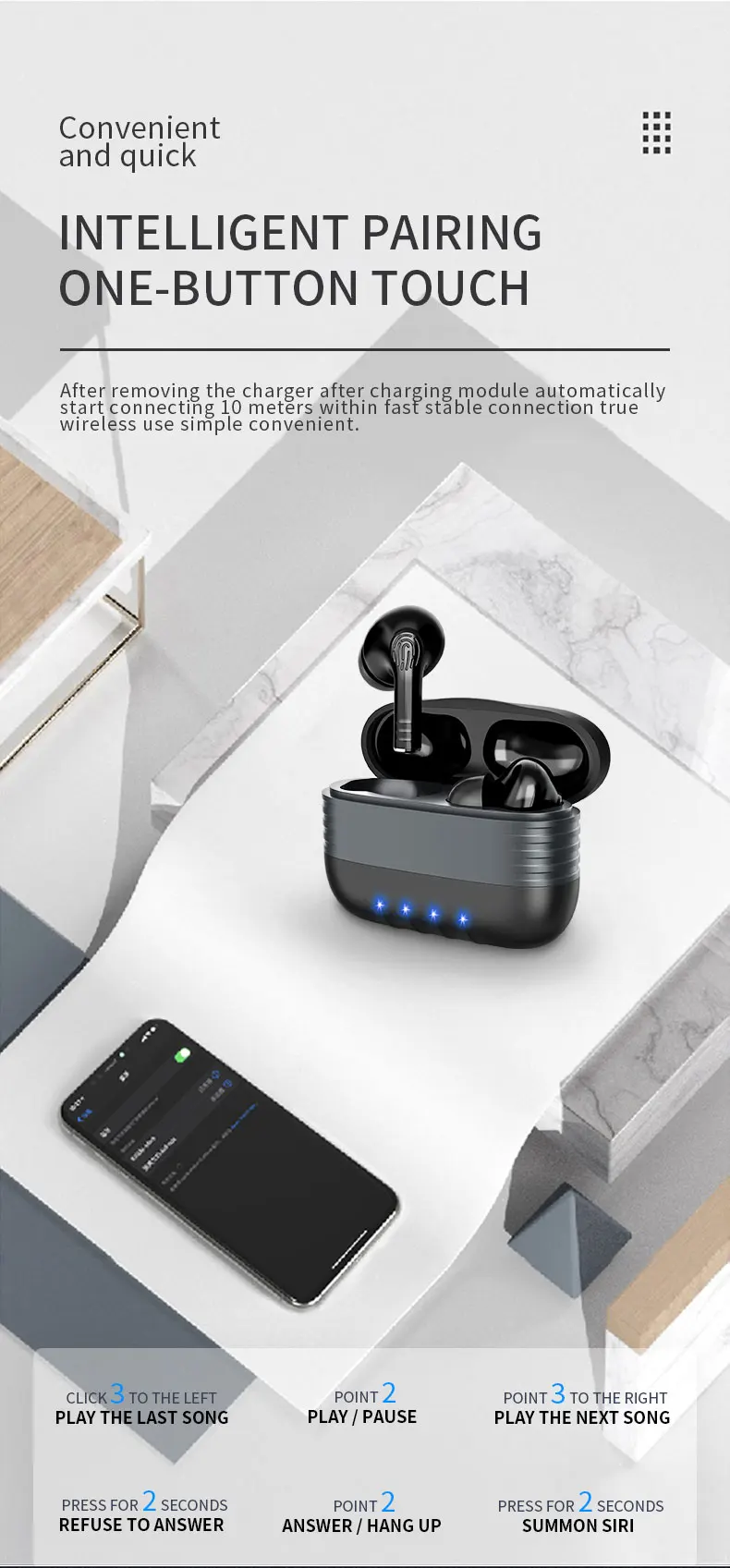 Vr Headsets Wireless Type C Earphone Headphone Earbuds Bluedtooth Mobile Phone Waterproof Customized Logo and Package