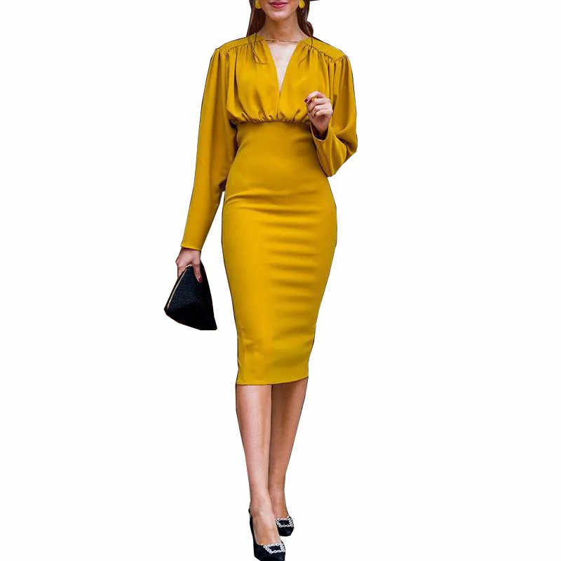 or11302h Autumn winter new arrivals long sleeve dresses women elegant ladies fashion clothes